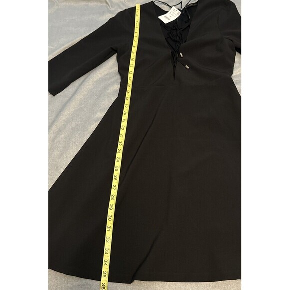 Zara Basic Women’s BLACK Lace Up Front Fit & Flair Dress 3/4 Sleeves Sz S  NWT - Picture 11 of 11